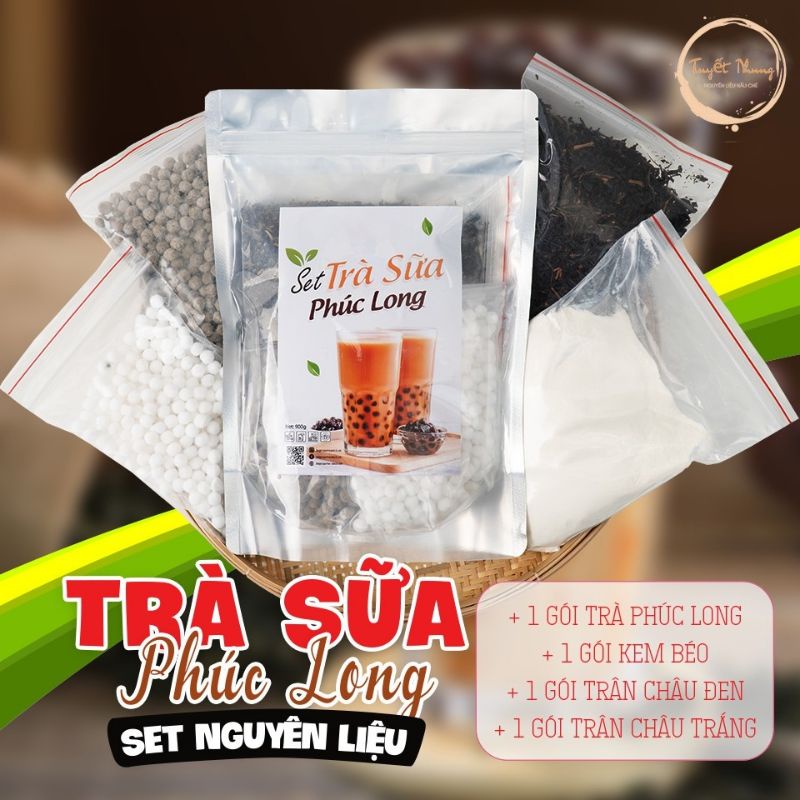 Set nguyên liệu pha trà sữa trân châu - Vị Phúc Long, Thái Xanh, Thái Đỏ