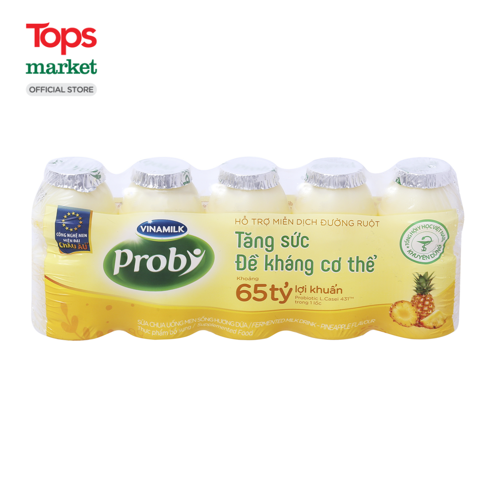 Sữa Chua Uống Men Sống Probi Hương Dứa Lốc 5*65Ml