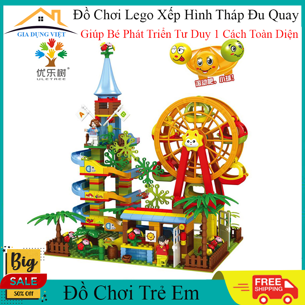 Đồ chơi trẻ em xếp hình tháp cầu trượt vòng xoay mặt trời 469 chi tiết. Đồ chơi thông minh phát triển trí tuệ, làm từ nhựa ABS cao cấp an toàn cho bé.