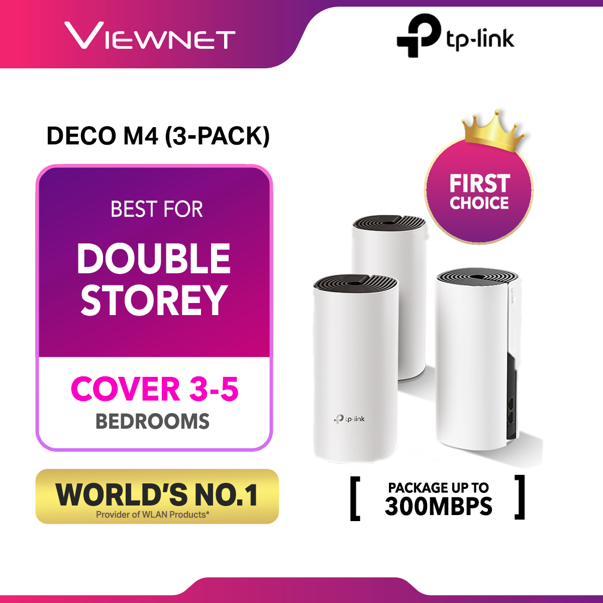 TP-LINK Deco M4 (3PACK) - AC1200 Gigabit Whole Home Mesh WiFi Wireless Router Wi-Fi System