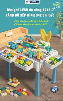 Bộ bàn ghế Lego đa năng BBT GLOBAL TẶNG bộ xếp hình 342 chi tiết A213-7