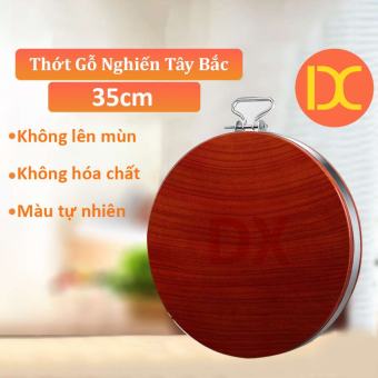 Thớt gỗ nghiến Tây Bắc size 35cm kèm đai inox 1
