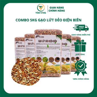 Combo 5kg Gạo Lứt Dẻo Điện Biên Tôm Vàng
