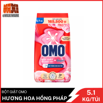 Bột giặt OMO Comfort hương hoa hồng Pháp túi 5.1kg