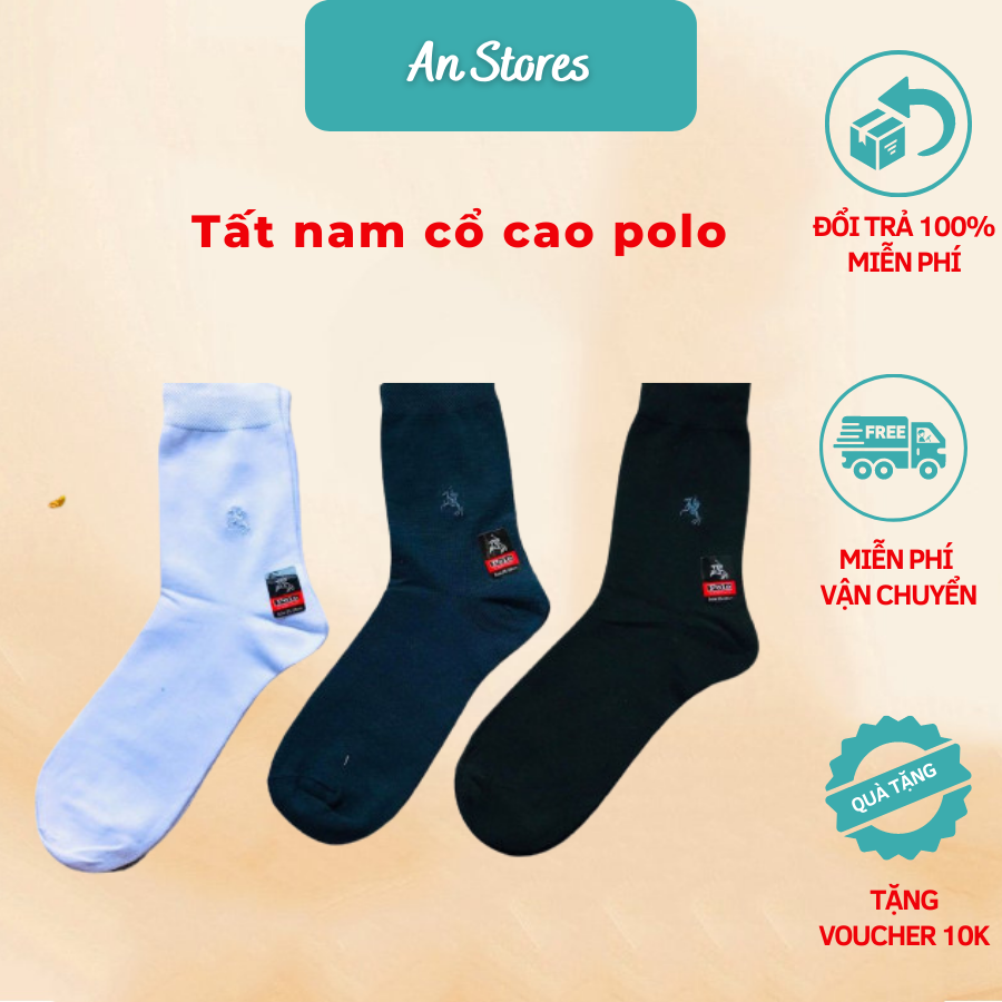 Tất cổ cao nam POLO, tất nam cổ cao thể thao, chất lượng cao, thời trang nam cao cấp