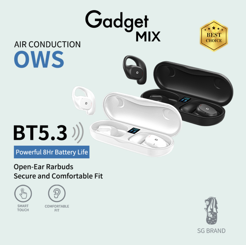 Gadget MIX T-32 OWS Open-Ear Air Conduction Wireless Bluetooth Sports Earbuds Black/ Secure and Comfortable fit/sweatproof