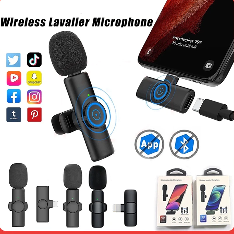 Micro cài áo, mic kẹp ve áo, micro không dây mini cài áo điện thoại k8/k9 cho ios, android, pc, type c và lightning, micro kết nối tiện dụng livestream, bán hàng, micro không dây lavalier, ghi âm, giảm tiếng ồn, mic cài áo 2.4g siêu nhỏ