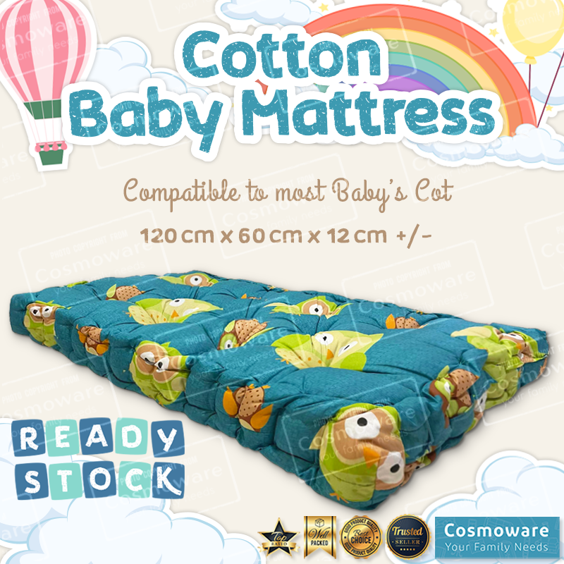 Tilam Bayi Kekabu | 120cm x 60cm x 12cm (2 x 4) / Baby Mattress Cotton ( 120cm x 60cm x 12cm) [READY STOCK]