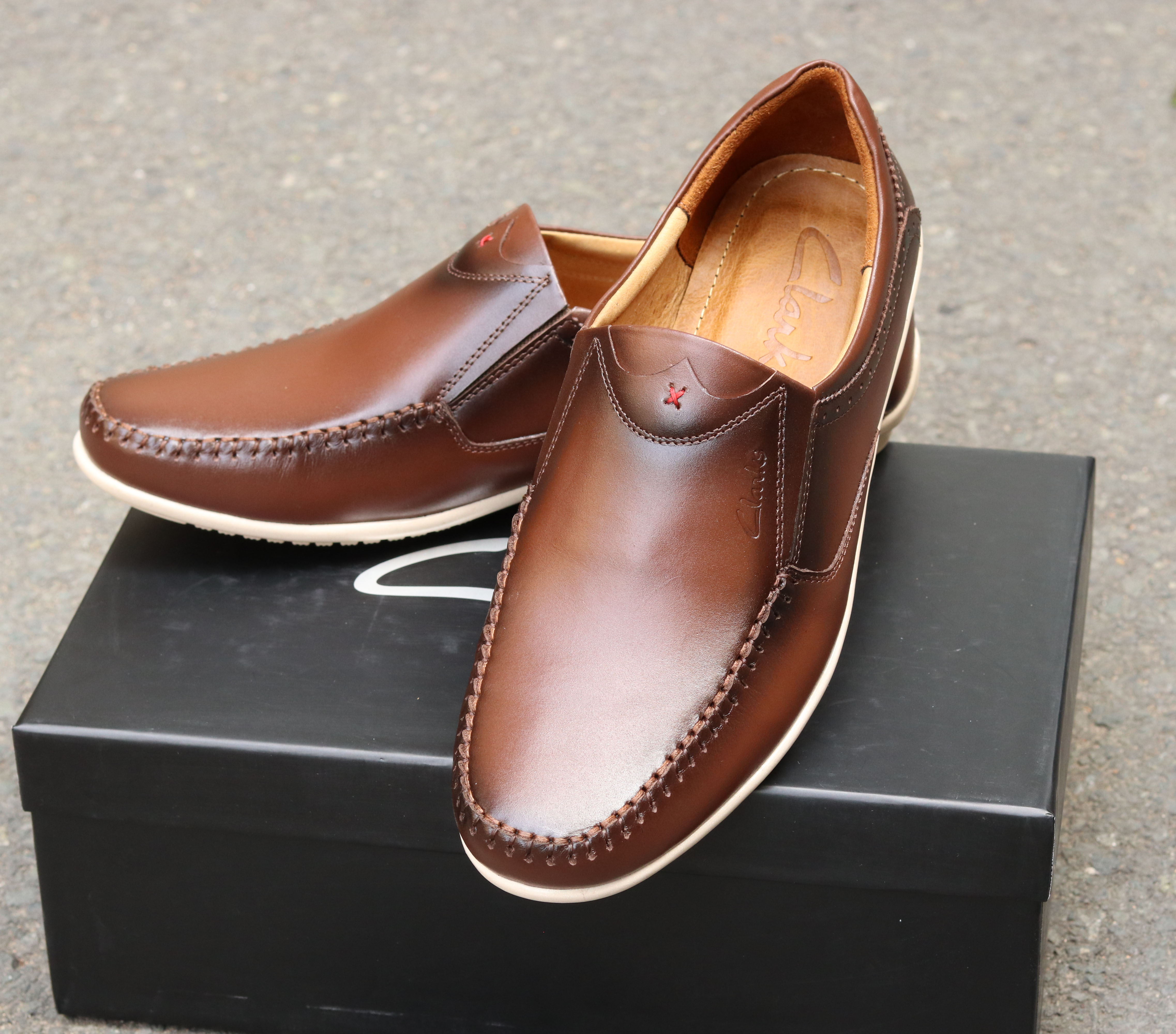 Giày lười CLARKS da bò thật cho nam, nhập khẩu Thái Lan cao cấp. Tặng 1 đôi tất, bảo hành 2 năm
