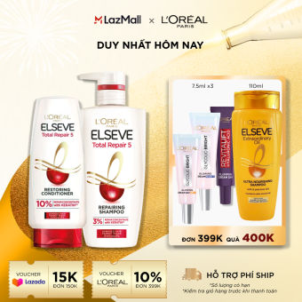 Bộ gội xả phục hồi tóc L'oreal Paris Elseve Total Repair 5 Repairing 620ml x 280ml
