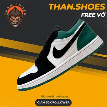 Giày Nike Air Jordan 1 Low White Black Mystic Green, JD1 Thấp Xanh Lá Đen- Than.Shoes