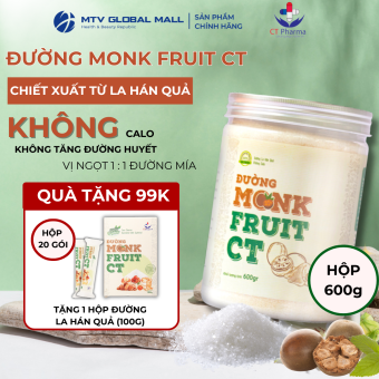 Đường Ăn Kiêng La Hán Quả Organic Hữu Cơ CT Monk Fruit - CT Pharma - Hũ 600g