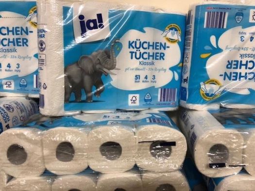 GIẤY NHÀ BẾP ĐA NĂNG JA 3 LỚP MUA TẠI ĐỨC BỊCH 4 CUỘN VÀ BỊCH 8 CUỘN