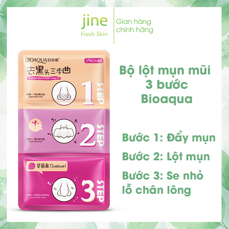 Bộ lột mụn mũi 3 bước bioaqua - lột mụn mũi hiệu quả - an toàn