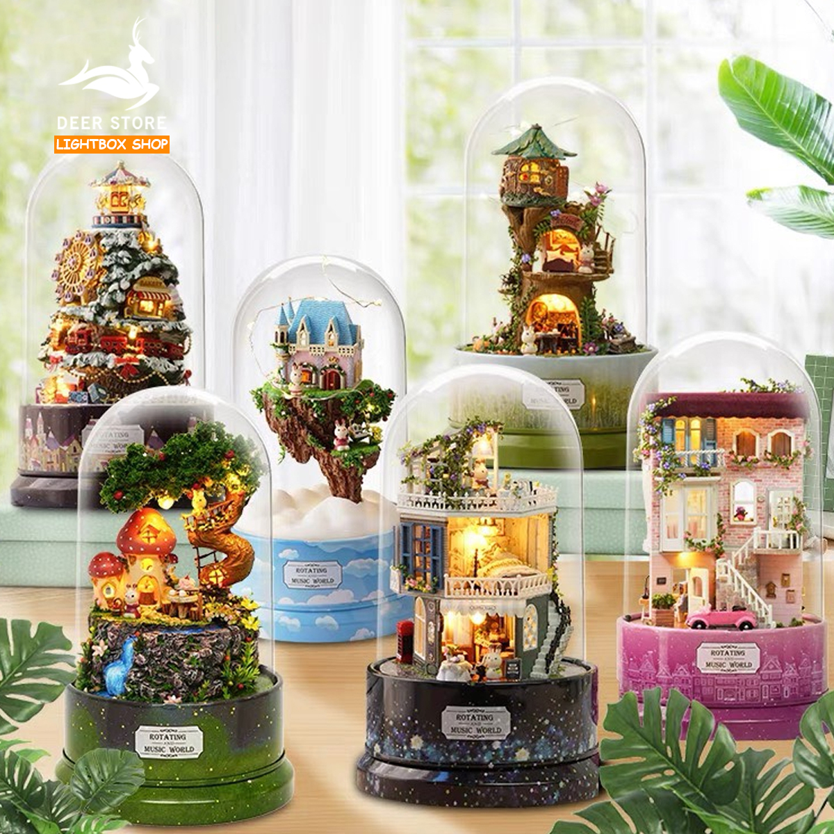 [Hoàn Tiền 10%]Nhà búp bê - Hộp Âm Nhạc [Mô hình có nội thất + Đèn LED + Âm Nhạc]
