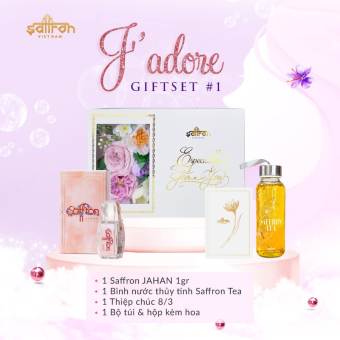 Hộp quà 8/3 nhụy hoa nghệ tây Iran kèm bình thủy tinh đựng nước cao cấp Saffron Việt Nam
