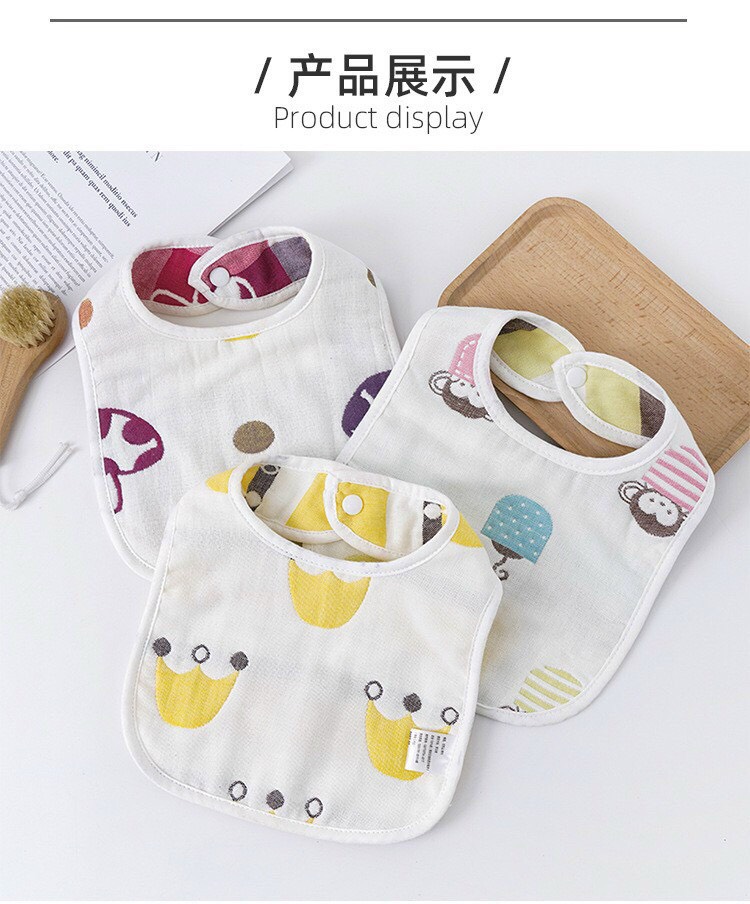 Yếm sợi tre 6 lớp dày dặn đeo 2 mặt cho bé yêu ăn dặm