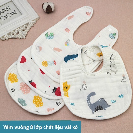 Yếm dãi trẻ con 6 lớp , yếm dãi vuông chất liệu vải xô dễ thấm hút cao cấp thoáng khí green home hn