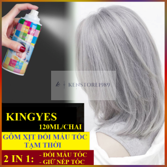 Keo Xịt Nhuộm Tóc Màu Ghi Xám (Grey) Tạm Thời Kingyes 120ml/Chai Thời Trang