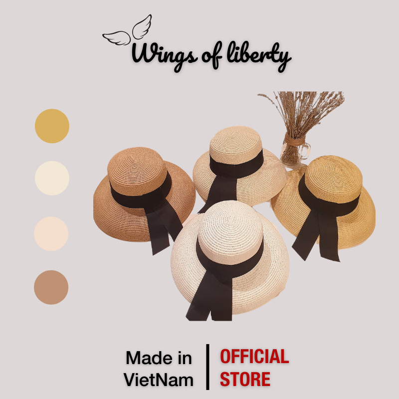 Mũ cói mềm - mũ lồng đèn có ruy băng wings13