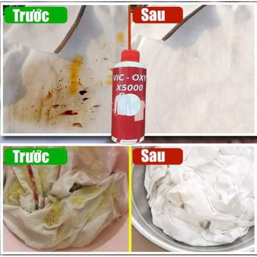 Bình VIC-OXY X5000 Nước Tẩy Giặt Quần Áo , Chai Dung Dịch Tẩy Trắng Vết Bẩn, Úa Vàng, Nấm Mốc. Tẩy Trắng Vết Mực, Sơn, Ố Vàng. Chất Tẩy Trắng Giày Dung Dịch Cọ Rửa Rày , Nước Tẩy Trắng Quần Áo Không Làm Mất Màu Gốc