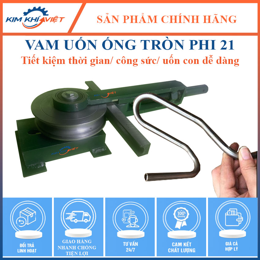 Vam uốn ống tròn phi 21, uốn không nếp nhăn, puli uốn ống tròn phi 21 được gia công chính xác trên máy tiện sai số đến 0.001mm. Sản phẩm vam uốn ống được thiết kế khoa học dễ thao tác , vận chuyển linh hoạt