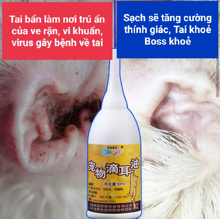 Dung dịch rửa tai - vệ sinh tai cho chó mèo thú cưng chzik 30ml