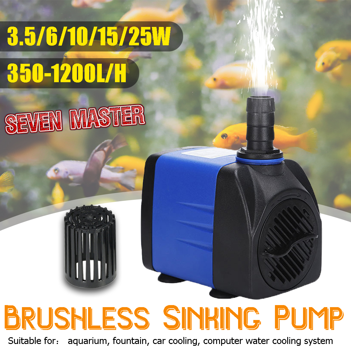 Bảy Master 3.5/6/10/15/25W 220V siêu yên tĩnh mini chìm Máy bơm nước không chổi than cho bể cá