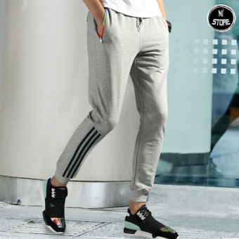 Quần jogger nam ba sọc bo gấu trơn vải thun, quần bom ống rộng nữ nỉ thun dáng joger mặc thu đông – NỈ STORE M03