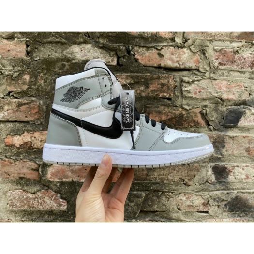 Giày thể thao JD1 Retro High Light Smoke Grey cao cổ xám logo đen Giầy jordan xám cổ cao