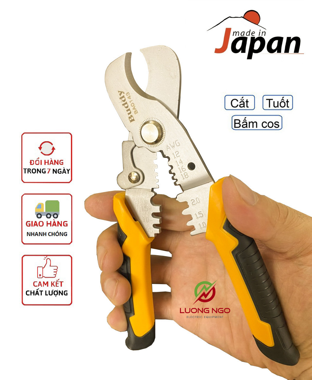 Kìm đa năng 3 trong 1 Cắt, Tuốt, Bấm Cốt   buddy