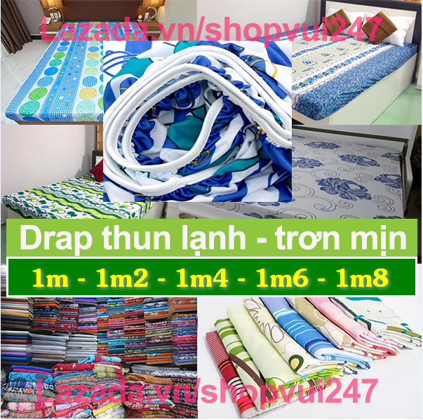 Ga nệm thun (ra nệm, drap nệm) trơn mịn thoáng mát đủ kích cỡ 1m, 1m2, 1m4, 1m6, 1m8 (Giao mẫu ngẫu nhiên)