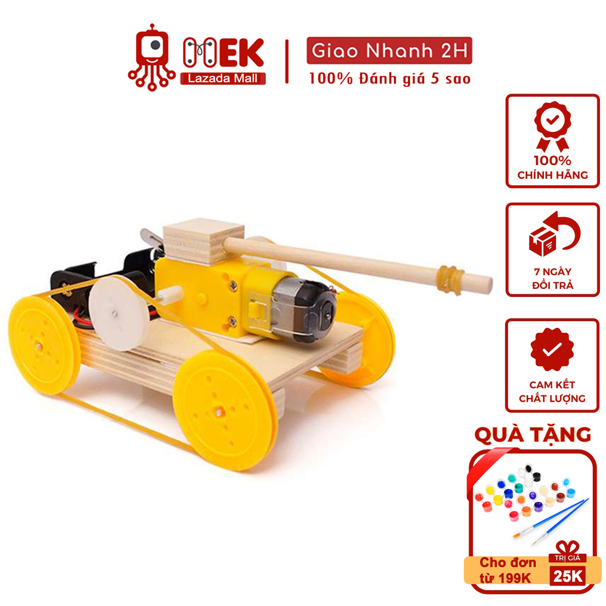 Đồ chơi trẻ em MEKVN bộ lắp ráp mô hình xe tank mini chạy bằng động cơ điện C-32 bằng gỗ phát triển trí tuệ sáng tạo thông minh thí nghiệm khoa học kĩ thuật theo phương pháp giáo dục STEM cho bé trai bé gái tự làm thủ công