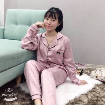 Bộ Pijama quần dài áo dài vải phi bóng cực đẹp