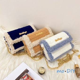 Túi Handmade Tự đan đầy đủ phụ kiện đan len gồm len mịn, cancas cắt sẵn, dây xích hot tiktok,meige