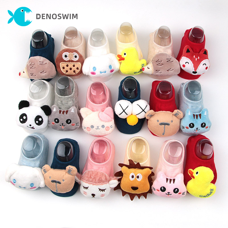 Denoswim tất trẻ em hình động vật dễ thương cho trẻ sơ sinh trẻ tập đi tất trẻ sơ sinh tất đi sàn chống trượt cho bé trai bé gái giày tất mắt cá chân đế mềm