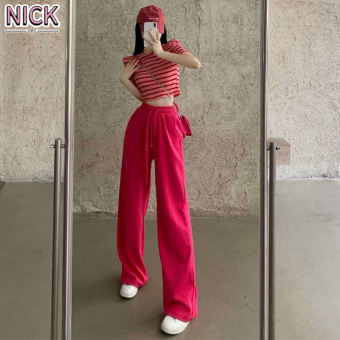 NICK Bộ Đồ Cho Nữ Áo Thun Kẻ Sọc Và Quần Ống Rộng Bộ Đồ Hai Món Phòng Tập Nhảy Giảm Tuổi Cho Nữ