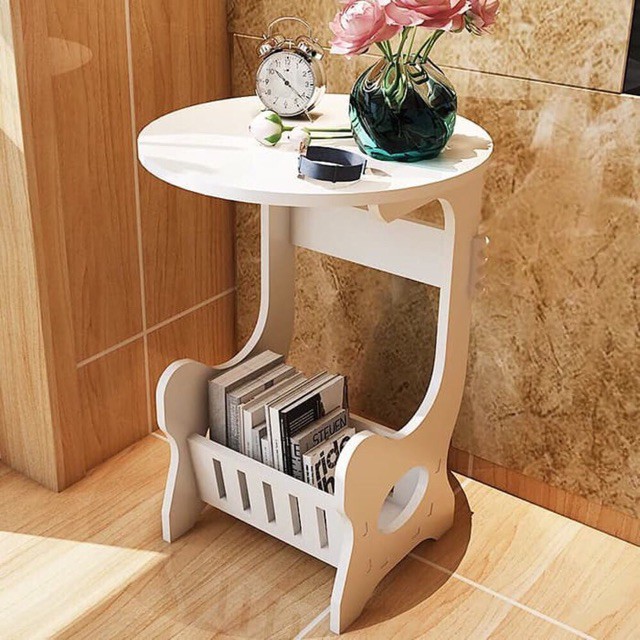 Bàn để đồ dùng đa năng đầu giường kèm kệ để sách báo, tạp chí bằng gỗ ,Bàn để đồ dùng đa năng đầu giường kèm kệ để sách HÀNG LOẠI 1