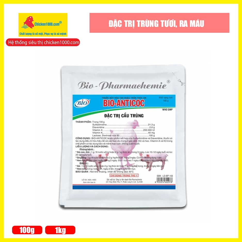 Thuốc thú y anticoc bio đặc trị cầu trùng cho gà, dê