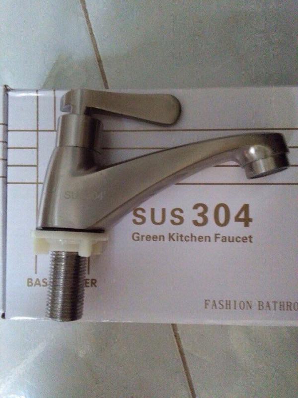 Vòi lavabo lạnh rửa mặt inox 304 cao cấp - kiểu tay gạt lavabo xéo