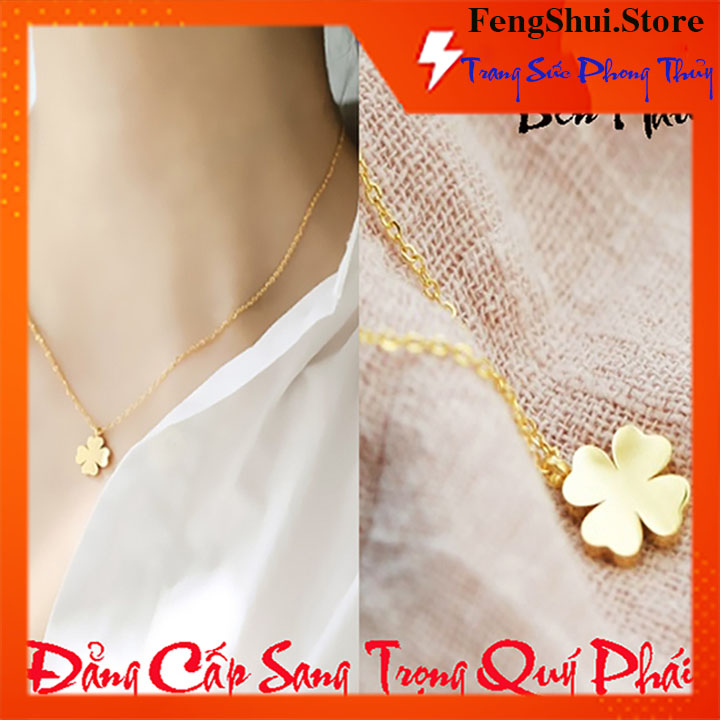 DÂY CHUYỀN TITAN CỎ 4 BỐN LÁ MAY MẮN TN020 siêu đẹp, bền màu