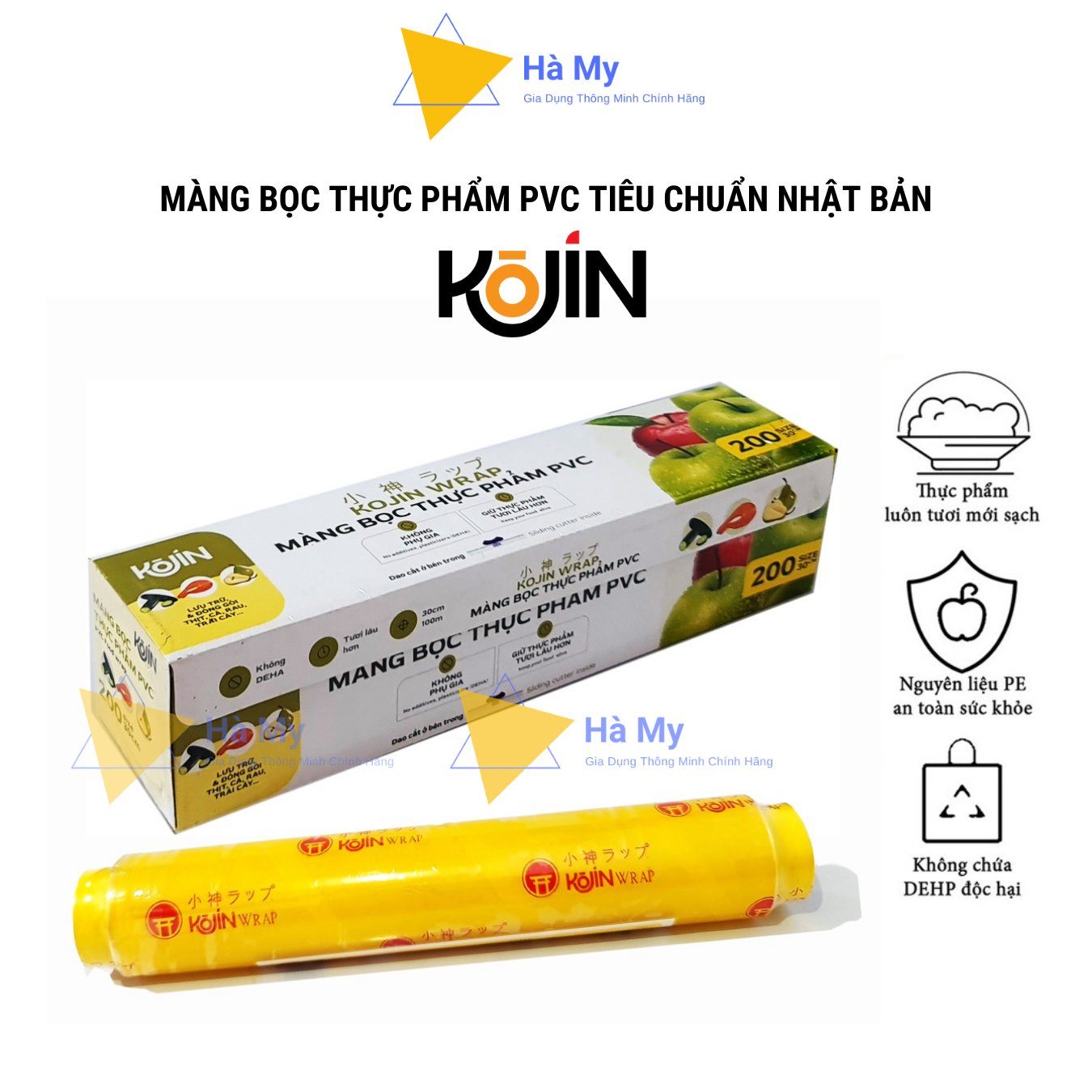 Màng bọc thực phẩm kojin chính hãng,bảo quản thực phẩm tươi lâu hơn,màng bọc thức ăn co dãn có dao cẳt tiện lợi