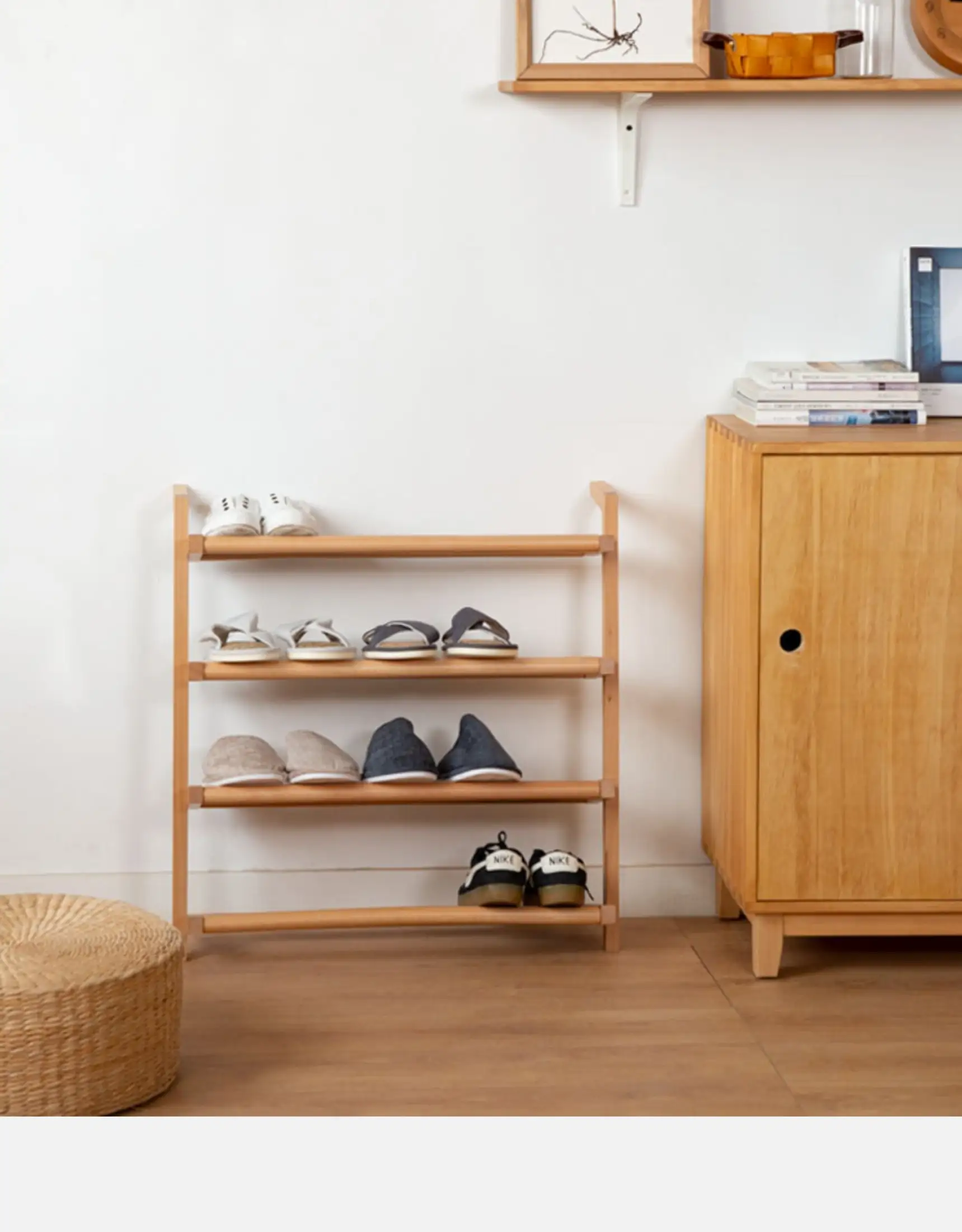 japanese style shoe rack on Simple Shoe Rack Japanese Style Northern Europe Multilayer Wood Solid Wood Door Shoe Doorway Small Household Shoe Cabinet Storage Storage Shelf Lazada Singapore
