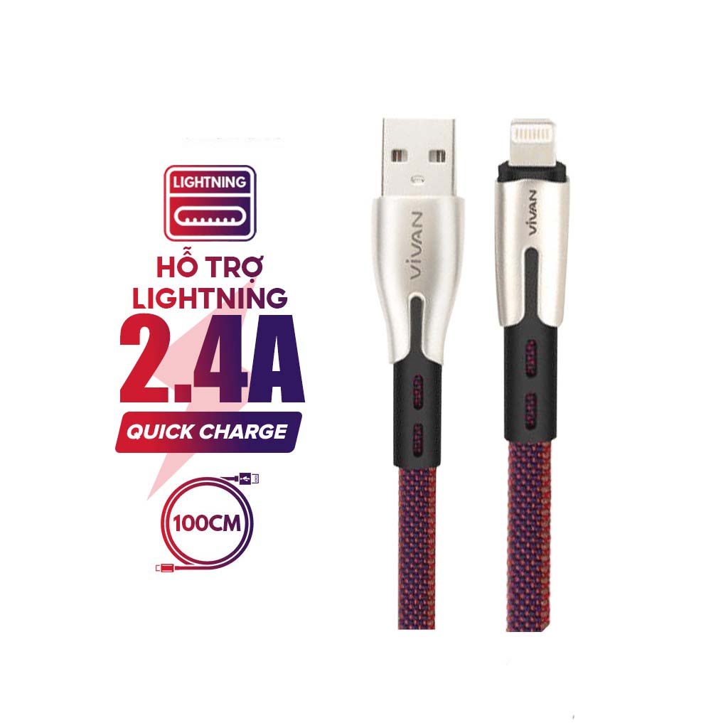 Cáp sạc nhanh chính hãng l ightning/type-c/micro vivan btk-l 1m cho ios/android,cáp dù chống đứt gãy