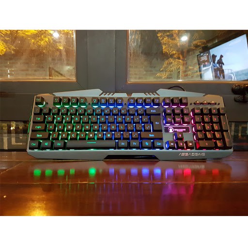 Bàn Phím gaming Assassins hacker ak8000 cao cấp kb giả cơ viền nhôm -led - chơi game