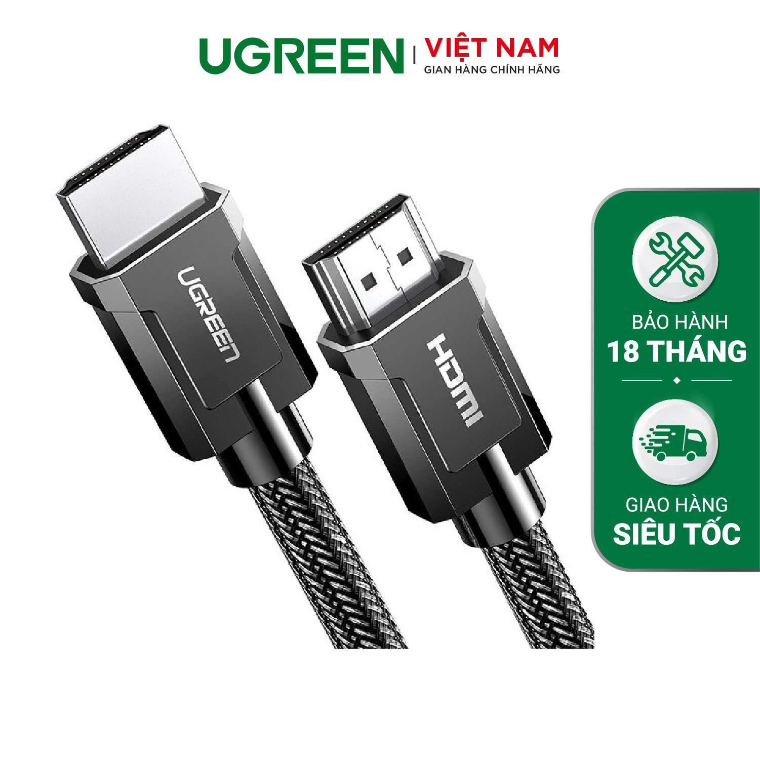 Cáp HDMI 2.0 UGREEN HD136 | Hỗ trợ phân giải 4K@60Hz, âm thanh HD Dolby Digital 7.1| Đầu tiếp xúc mạ Niken, lõi đồng nguyên chất | Bảo hành 18 tháng 1 đổi 1