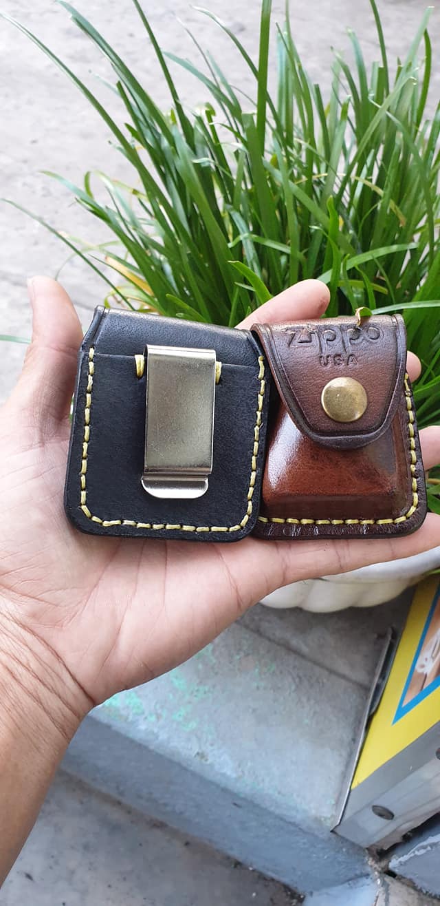 Bao da zippo - bao da bò cao cấp dùng đựng zippo có trốt cài dây thắt lưng