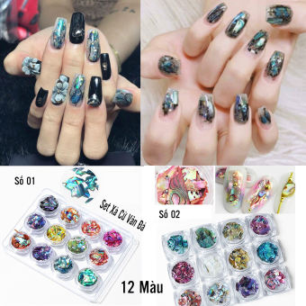Set Xà Cừ Vân Đá 12 Màu Trang Trí Móng
