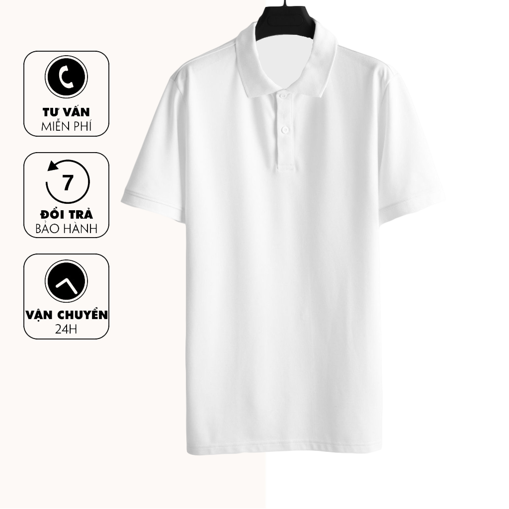Áo Polo Nam Có Cổ, [HCM]Áo polo nam vải thun cotton thấm hút mồ hôi [trắng]