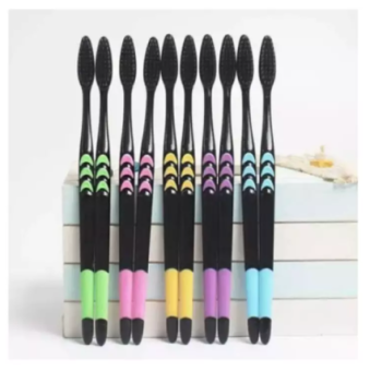 Vỉ 10 bàn chải than hoạt tính-Combo 10 chiếc bàn chải than tre hàn quốc-Bàn chải đánh răng than hoạt tính vỉ 10 chiếc